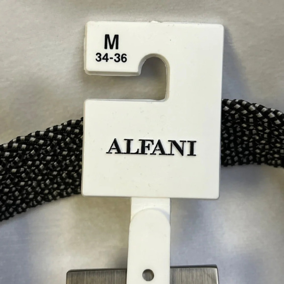 Alfani ALFATECH Men’s Stretch Belt Black/White – Faux Leather & Brushed Silver - Picture 3 of 9